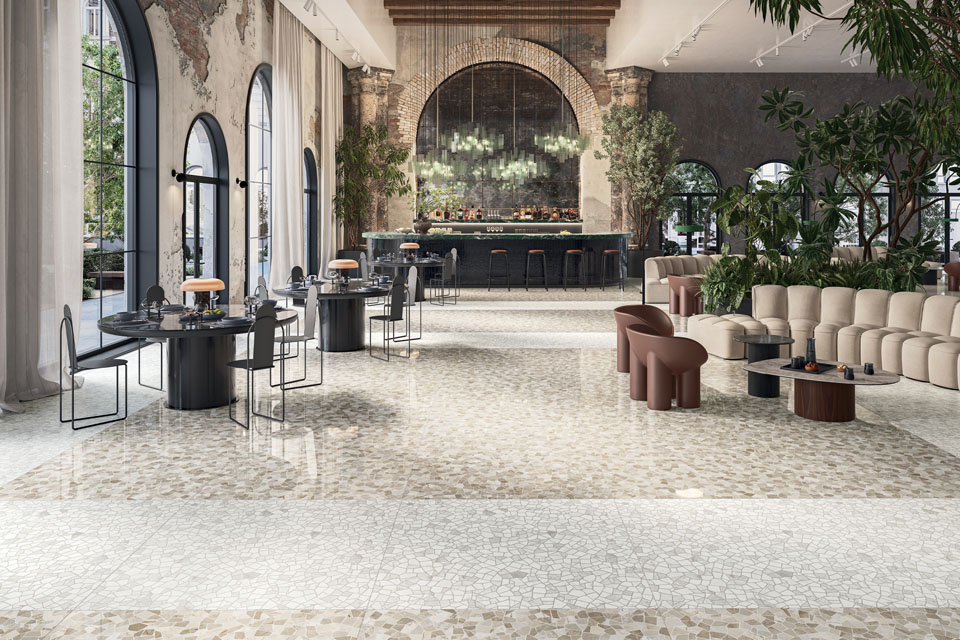 Lounge bar con pavimento Aurea